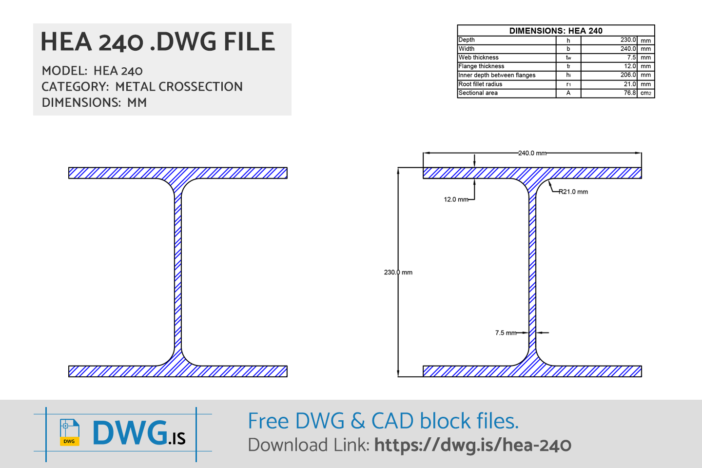 HEA 240 Free DWG File
