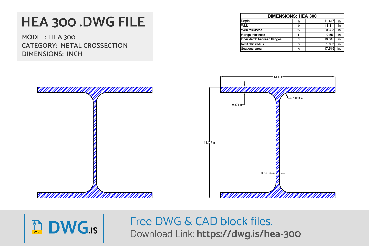 HEA 300 Free CAD block