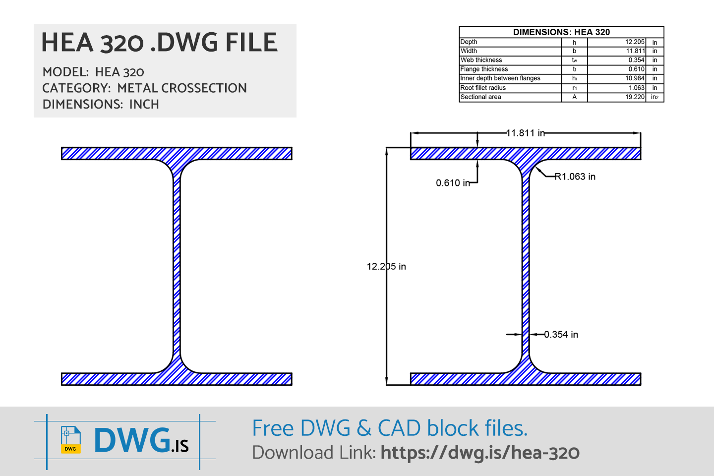 HEA 320 Free CAD block