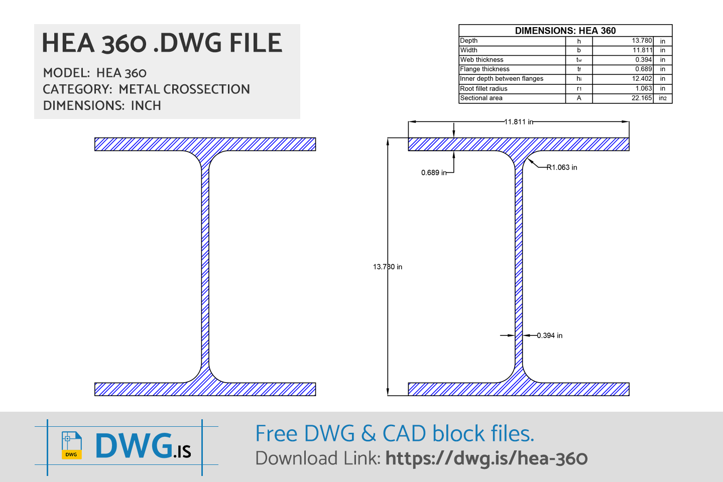 HEA 360 Free CAD block