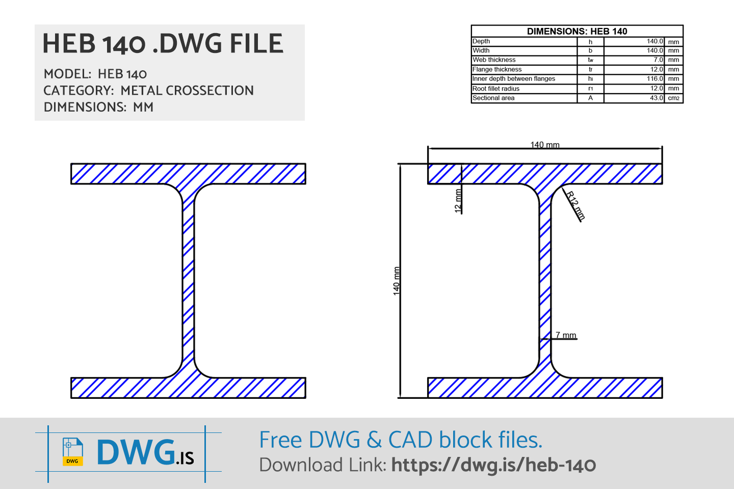 HEB 140 Free DWG File