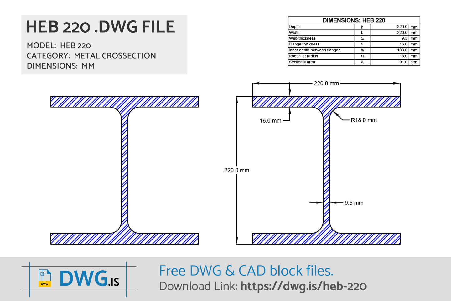 HEB 220 Free DWG File