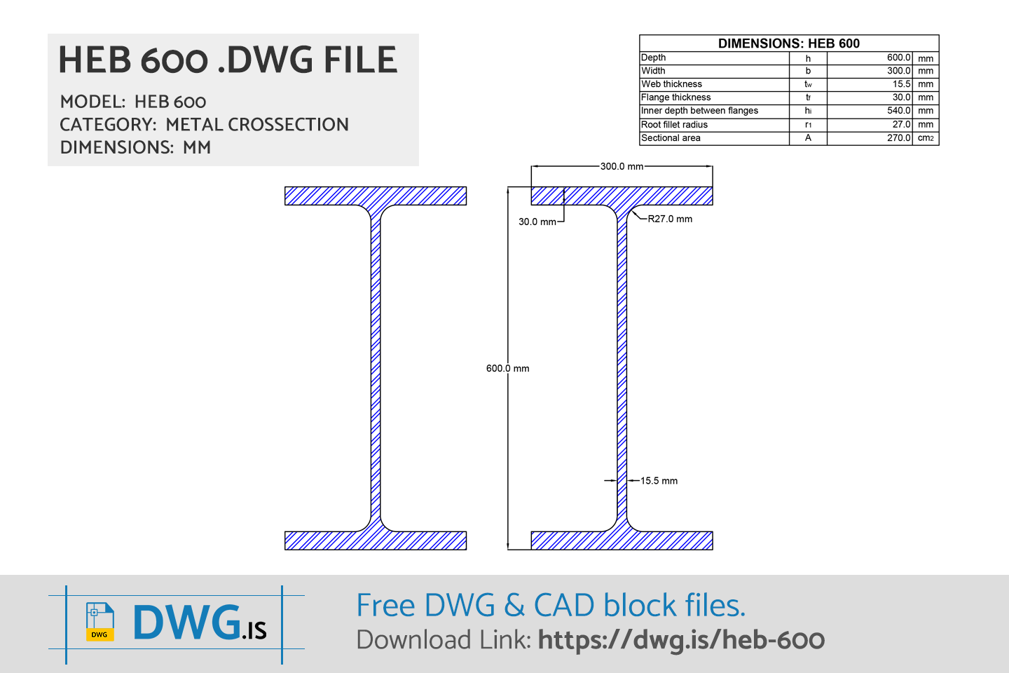HEB 600 Free DWG File