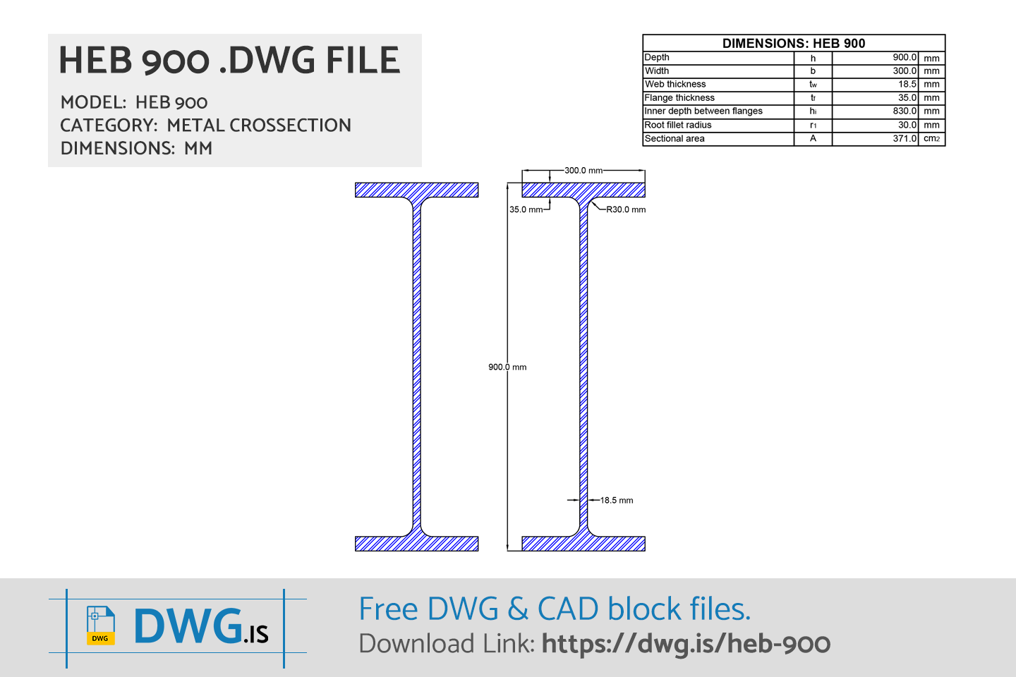 HEB 900 Free DWG File