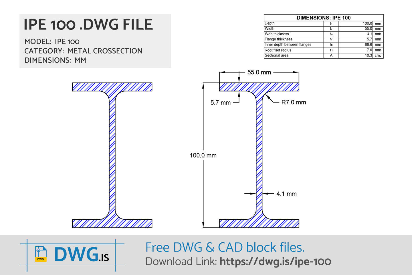 IPE 100 Free DWG File