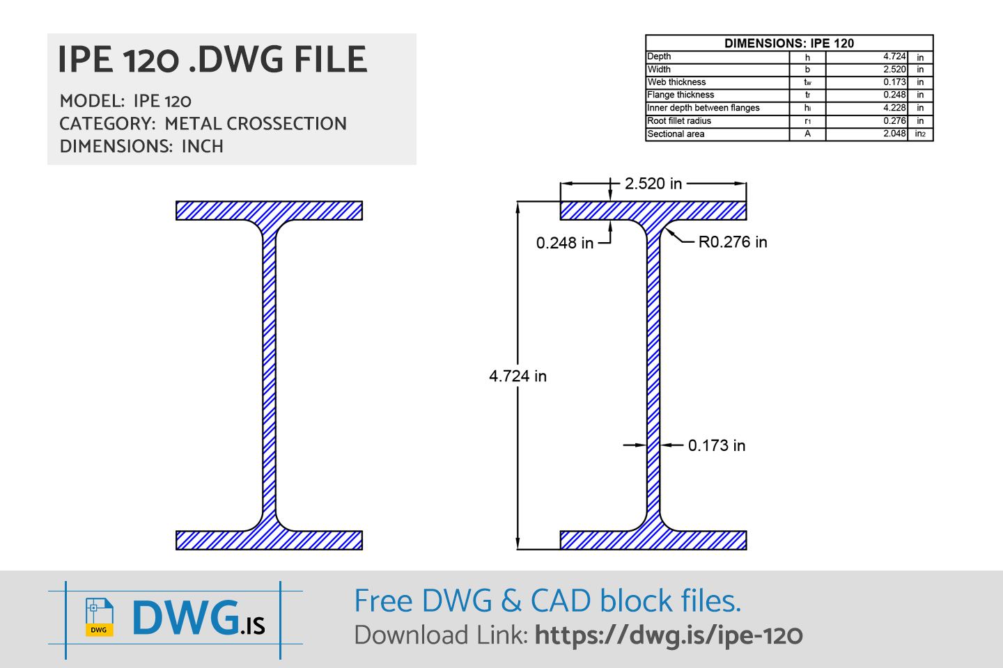 IPE 120 Free CAD block