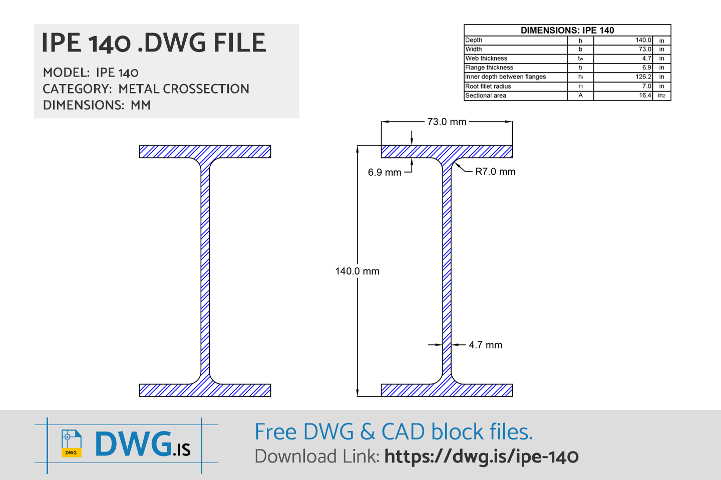 IPE 140 Free DWG File
