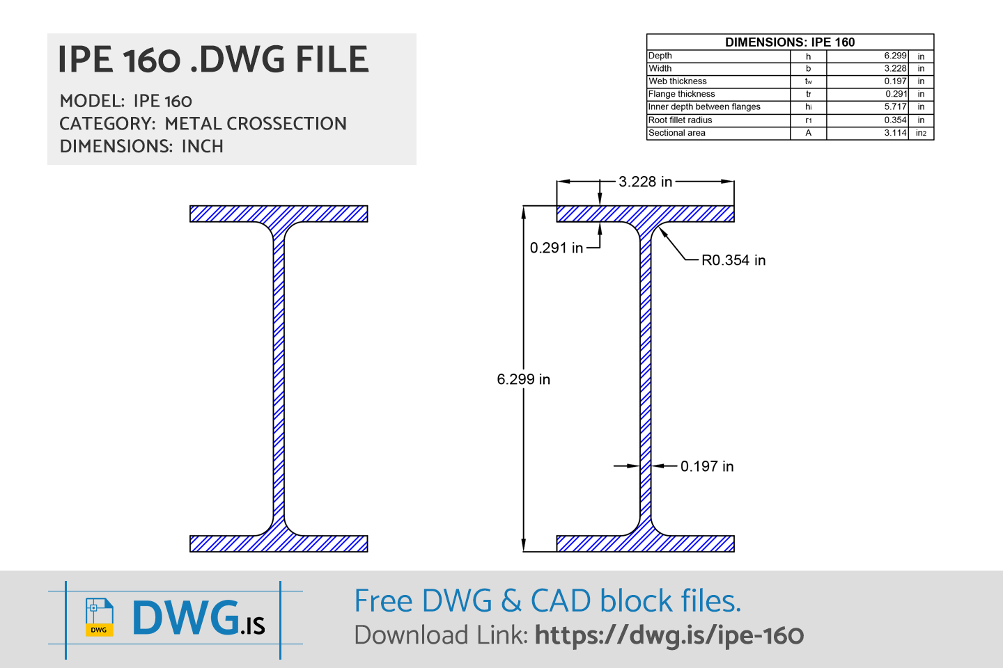 IPE 160 Free CAD block