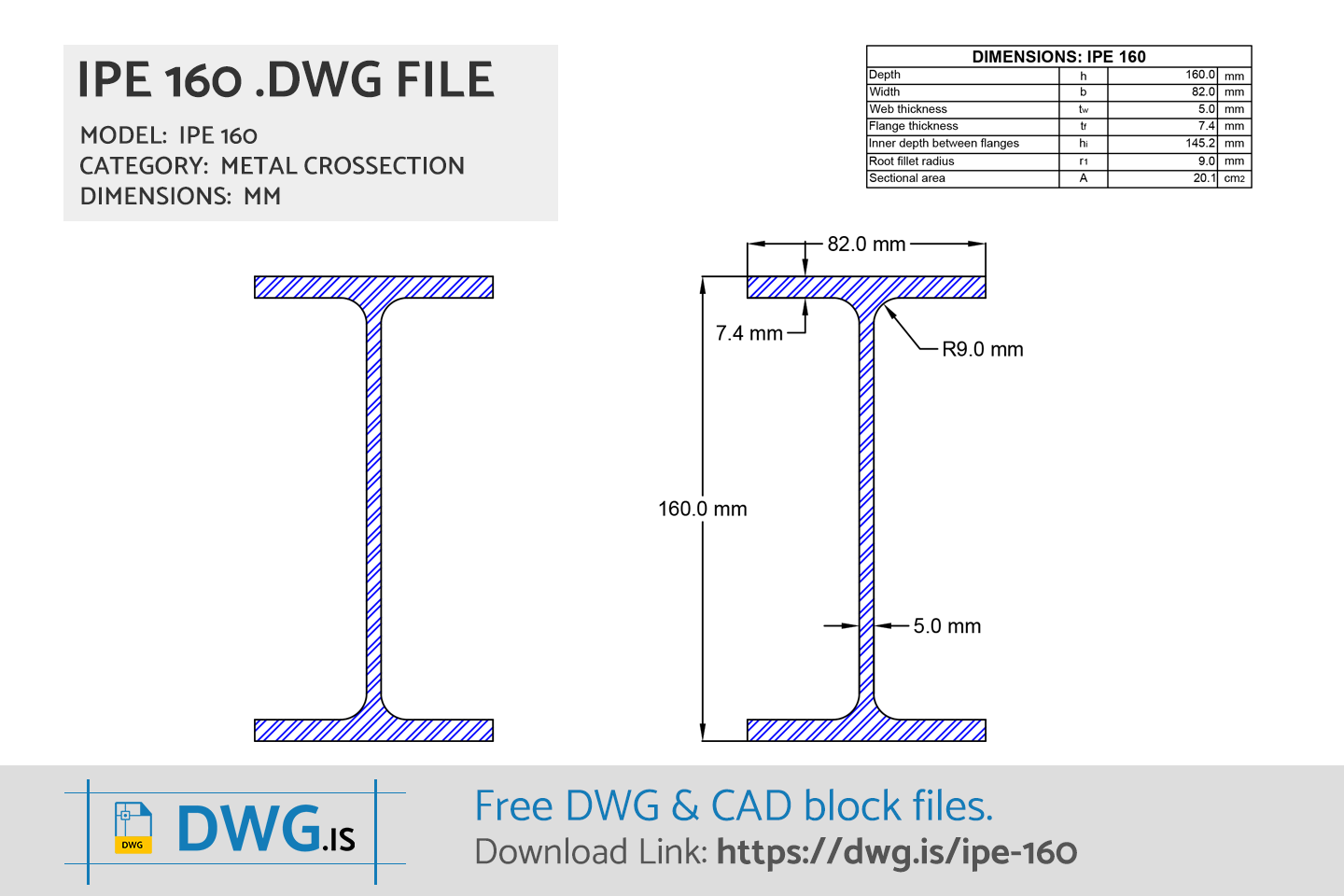 IPE 160 Free DWG File