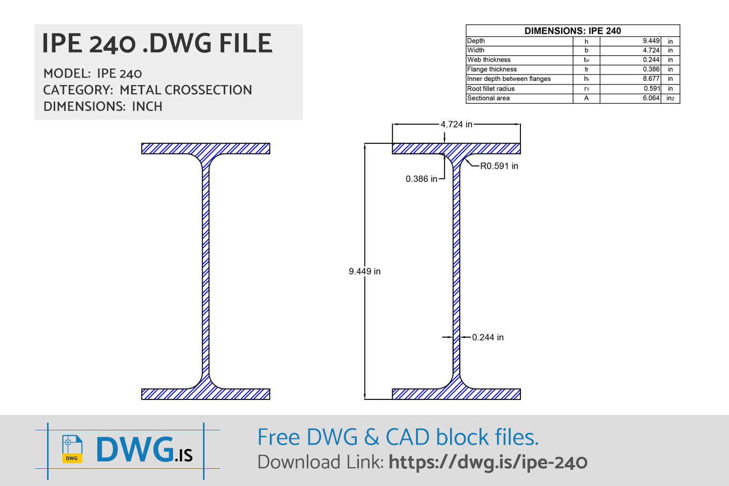 IPE 240 Free CAD block