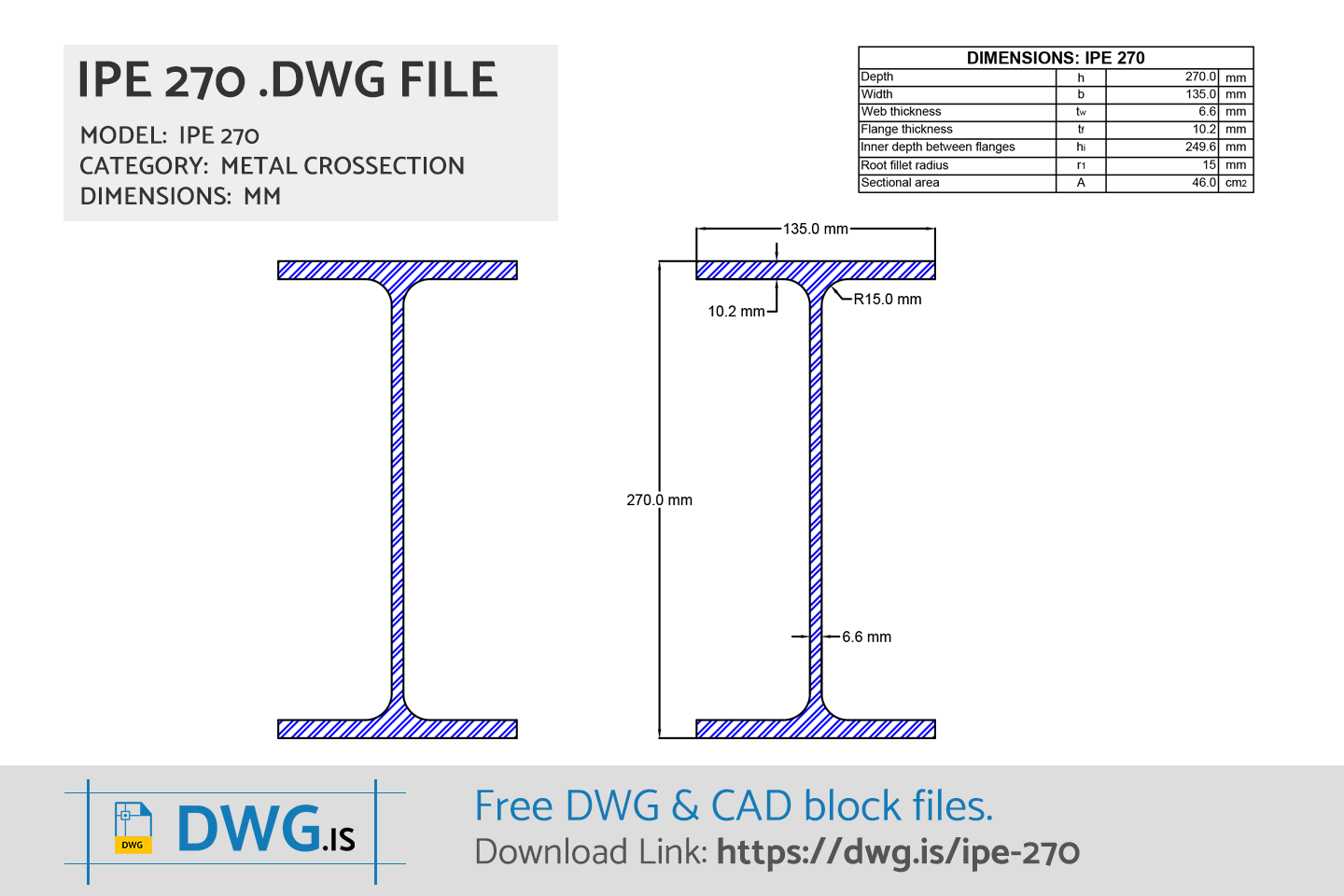 IPE 270 Free DWG File