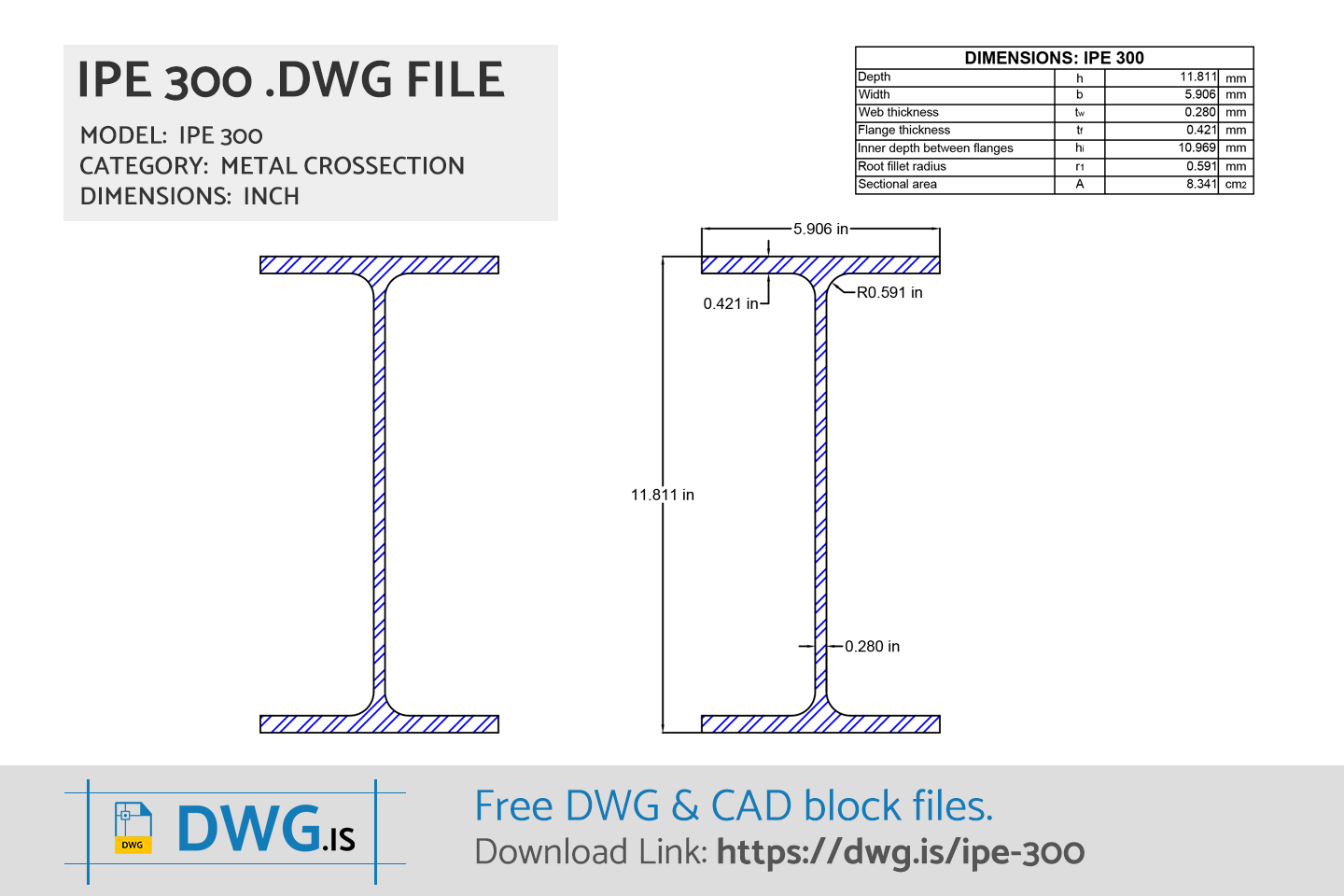 IPE 300 Free CAD block