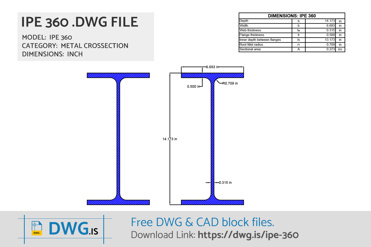 IPE 360 Free CAD block