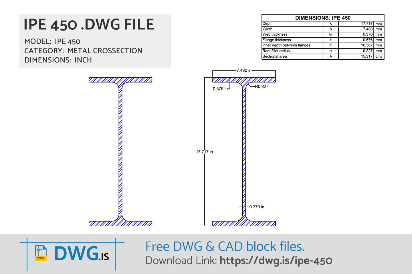 IPE 450 Free CAD block