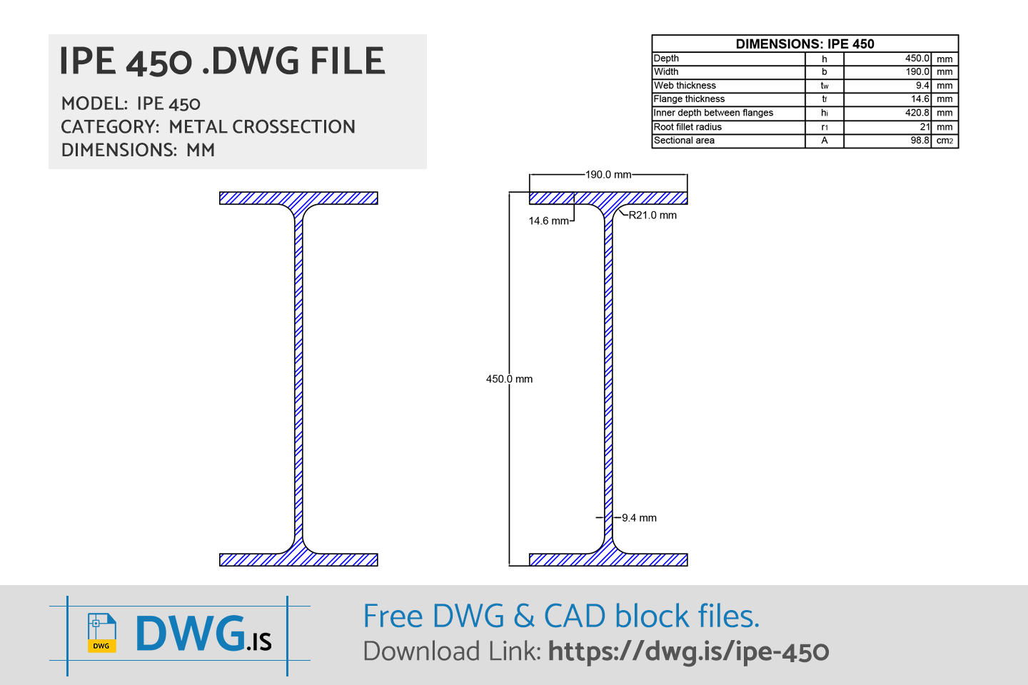 IPE 450 Free DWG File