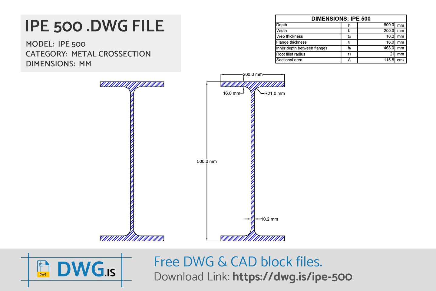 IPE 500 Free DWG File