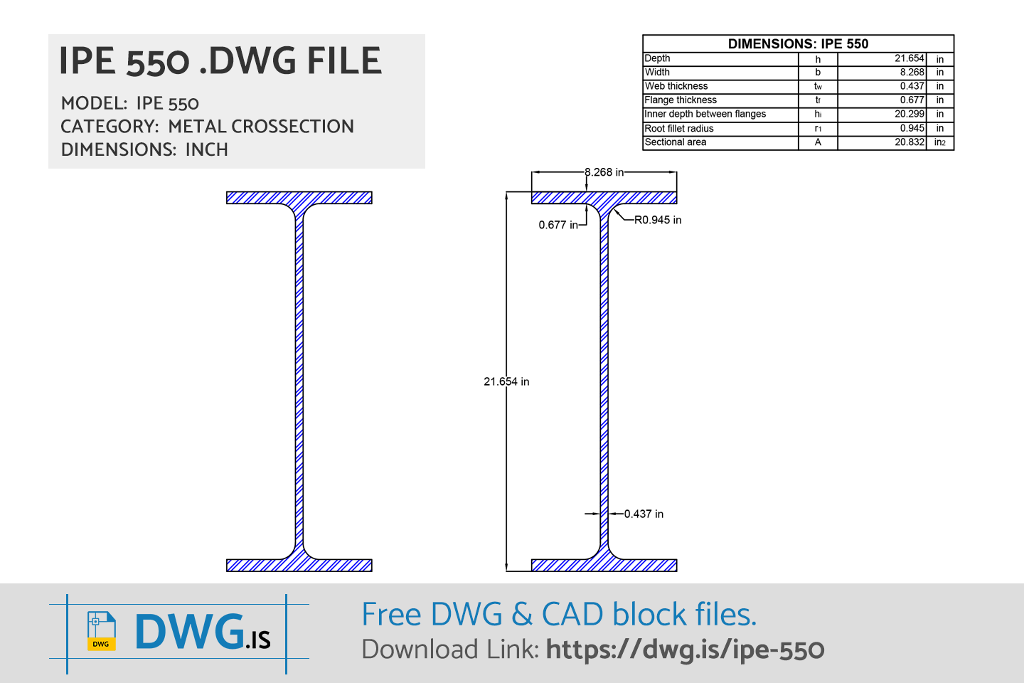 IPE 550 Free CAD block