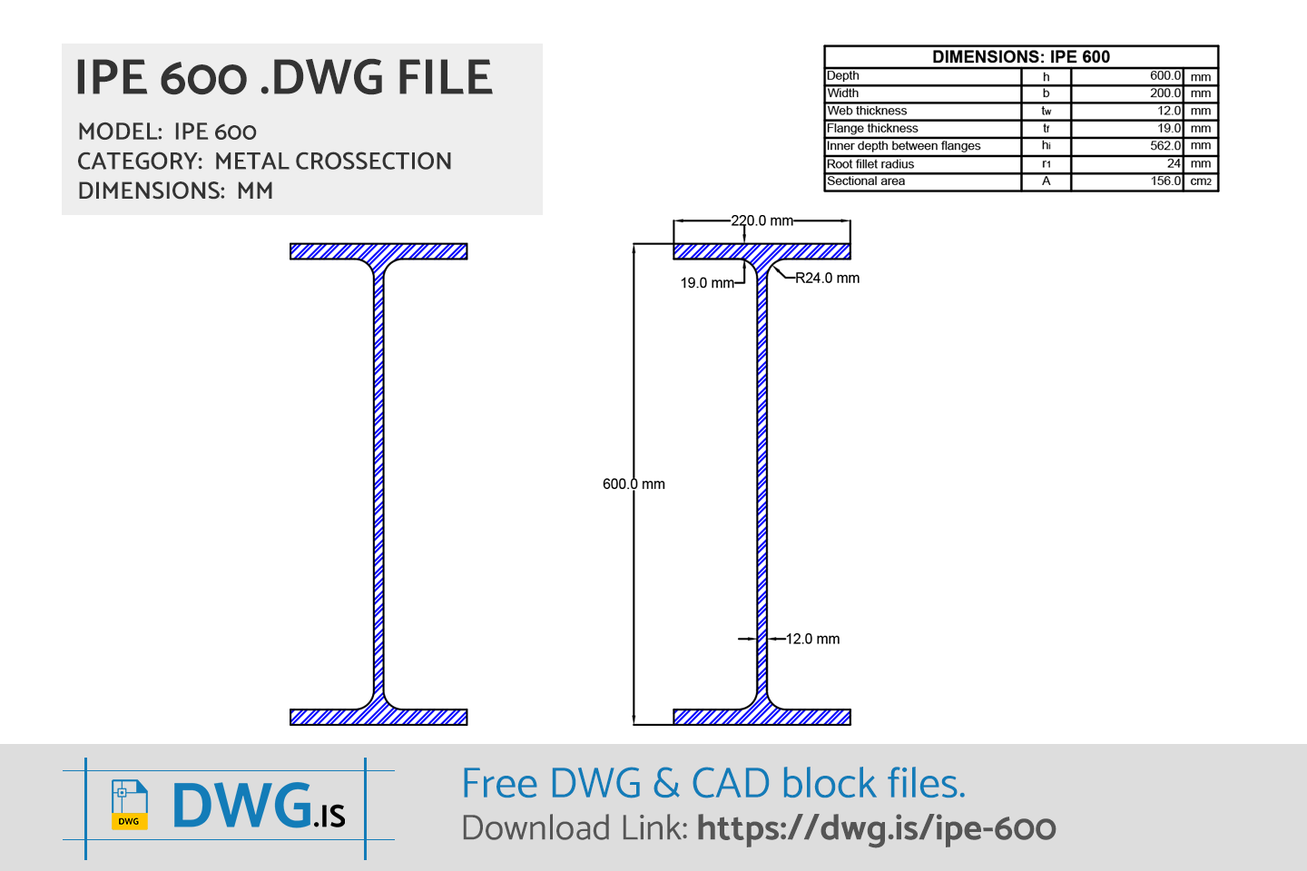 IPE 600 Free DWG File