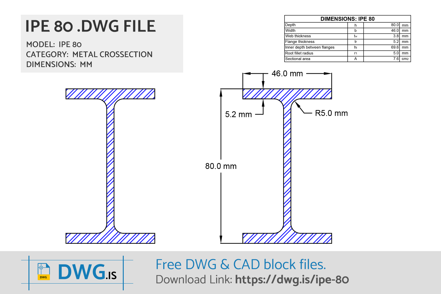 IPE 80 Free DWG File