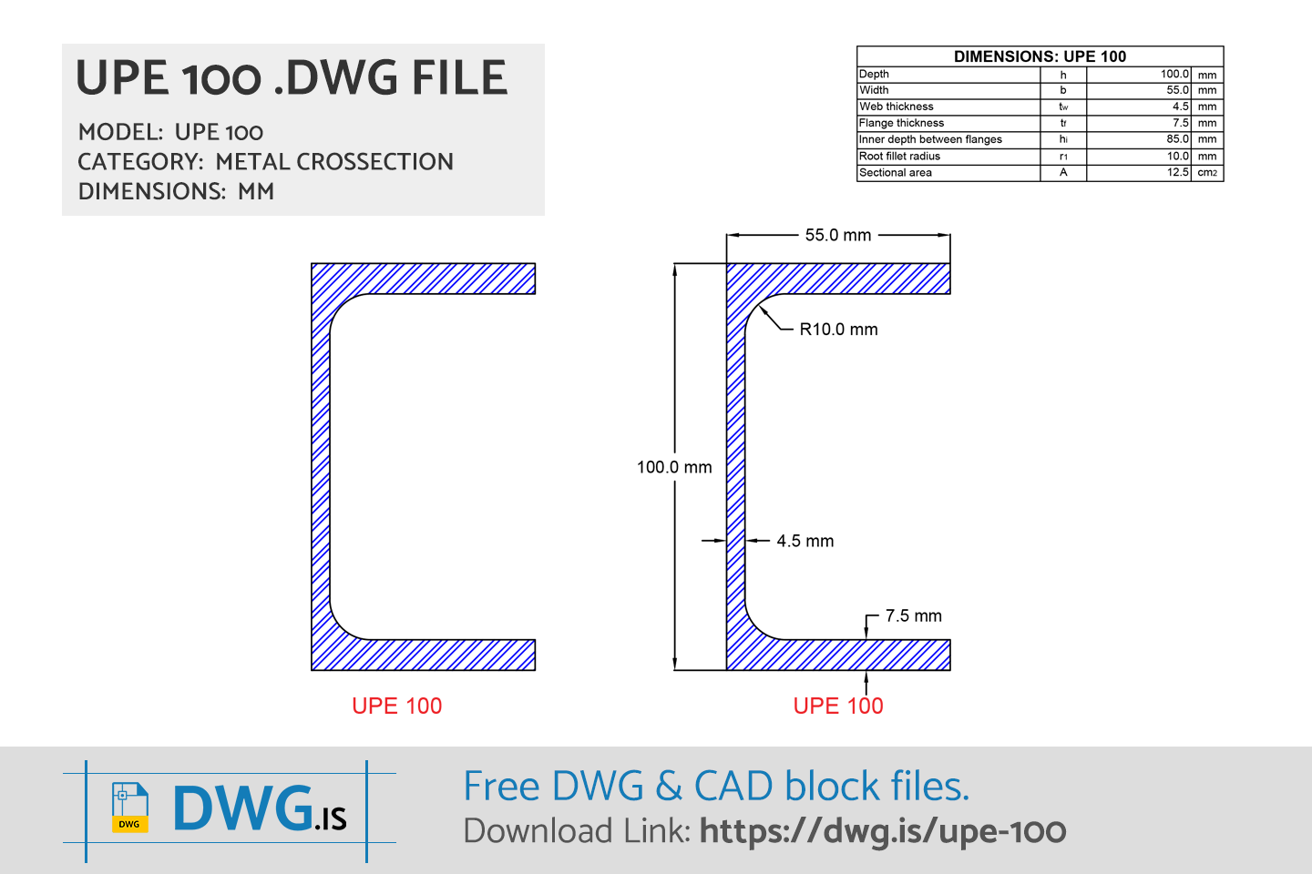 UPE 100 Free DWG File