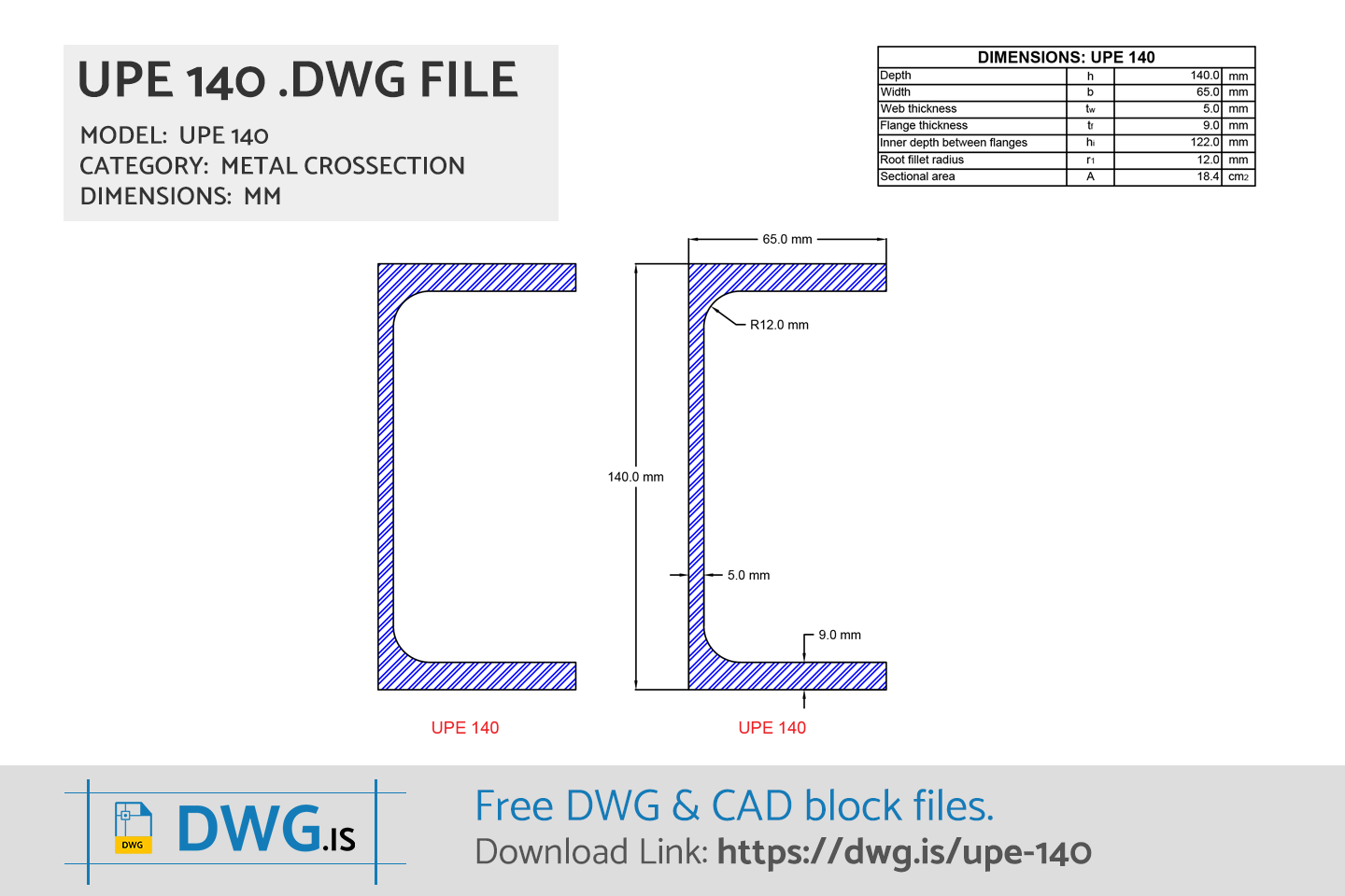 UPE 140 Free CAD block, DWG File