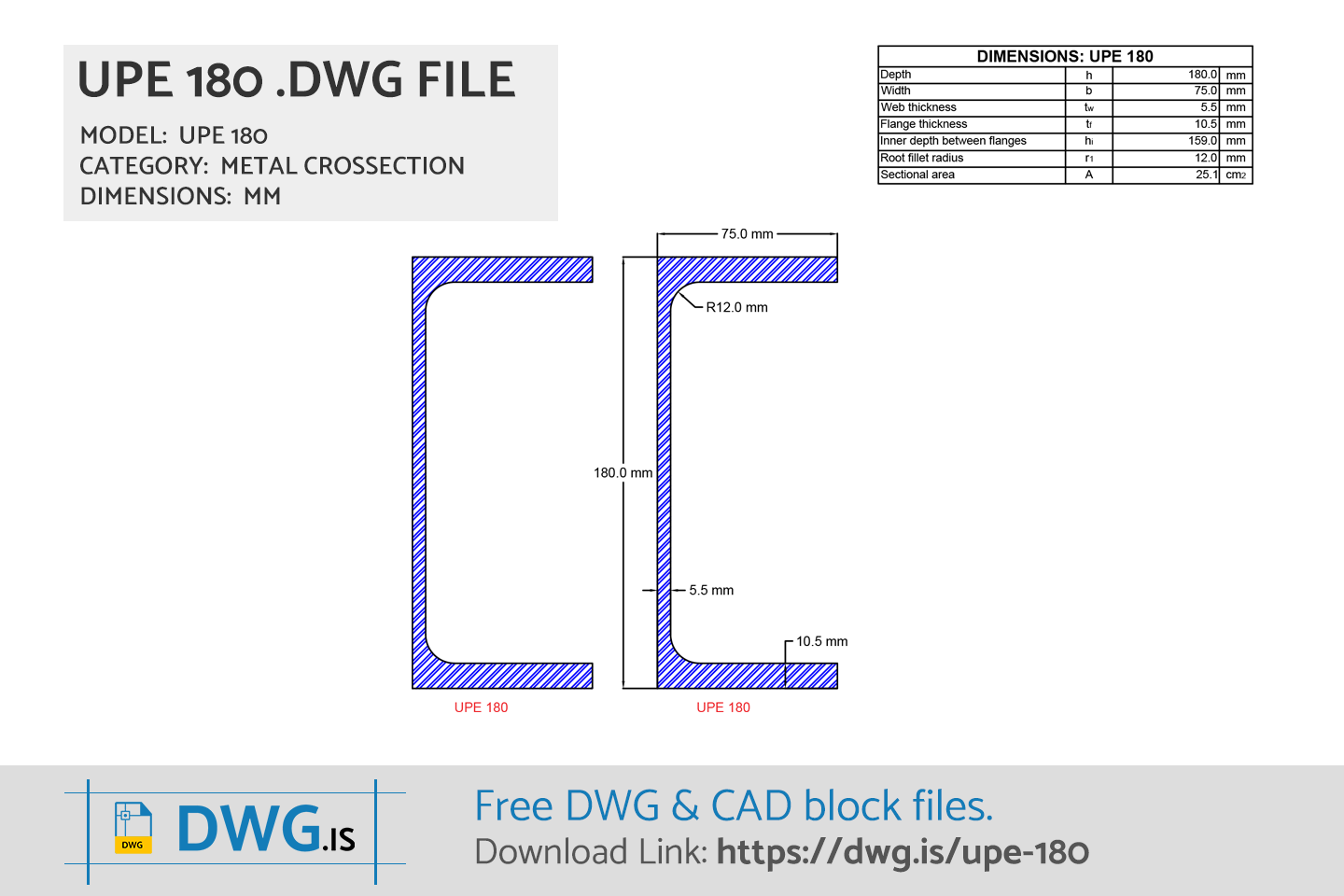 UPE 180 Free DWG File
