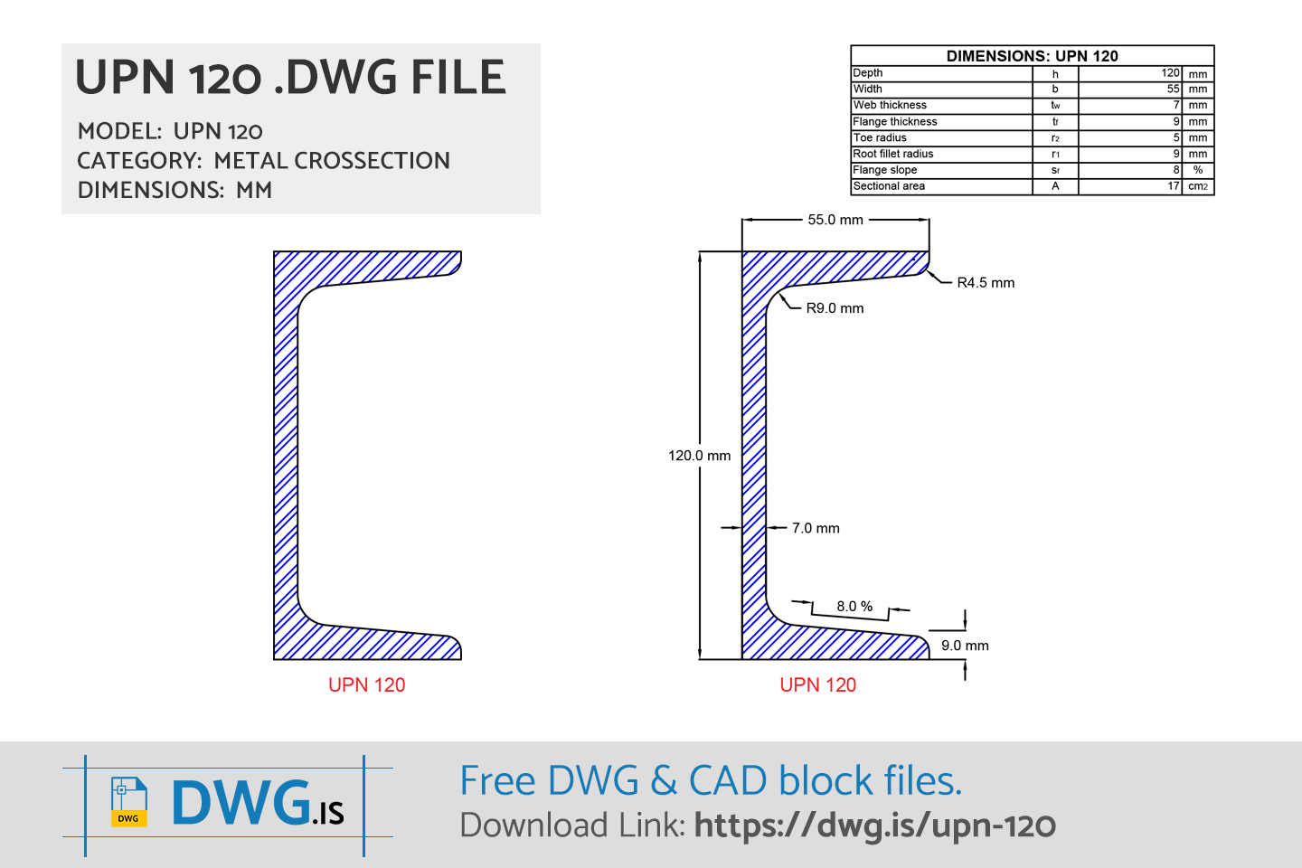 UPN 120 Free DWG File