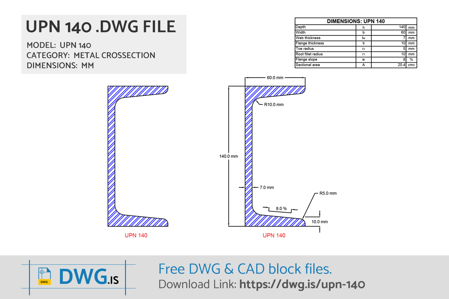 UPN 140 Free DWG File