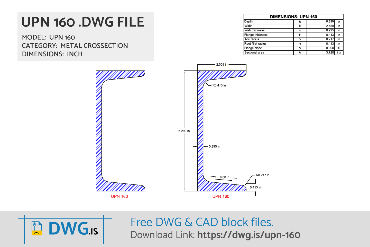 UPN 160 Free CAD block