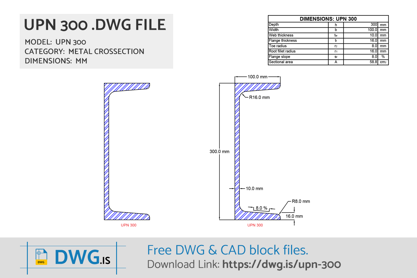 UPN 300 Free DWG File