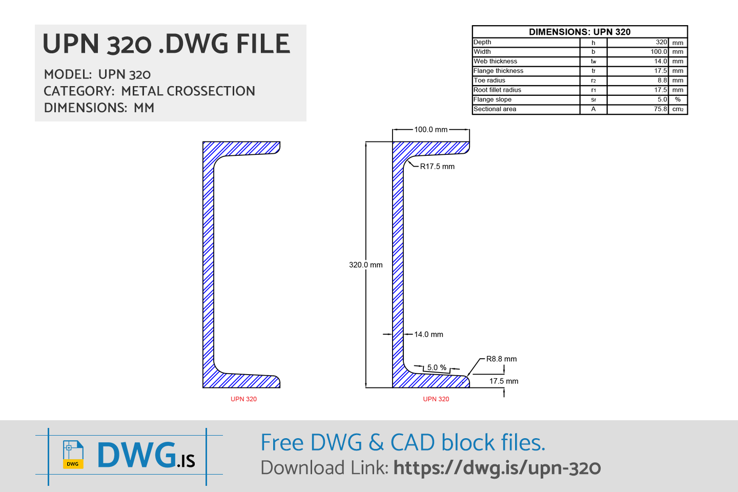 UPN 320 Free CAD block, DWG File