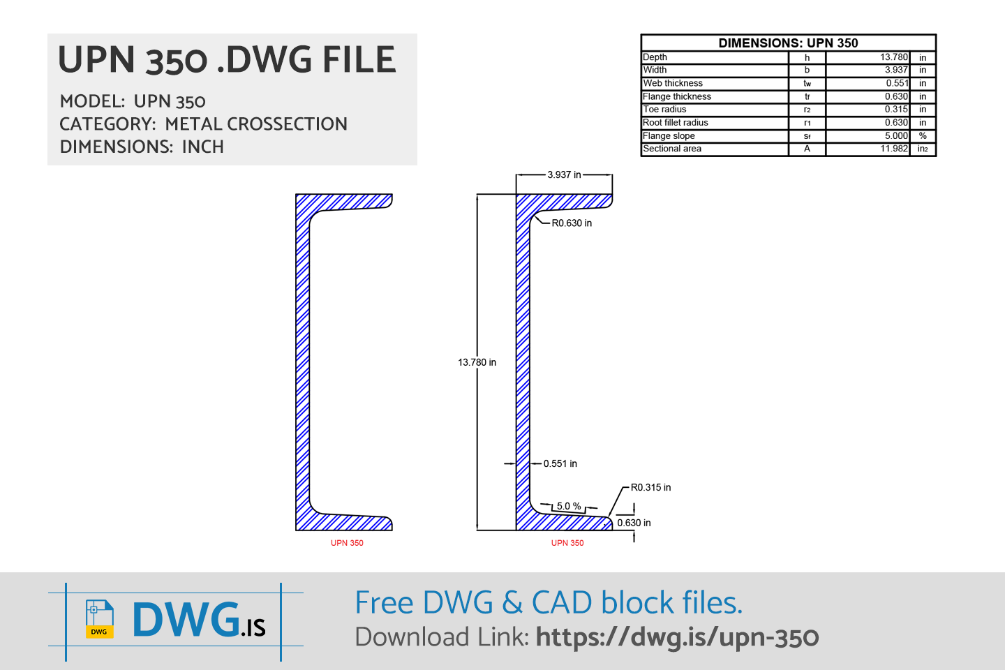UPN 350 Free CAD block