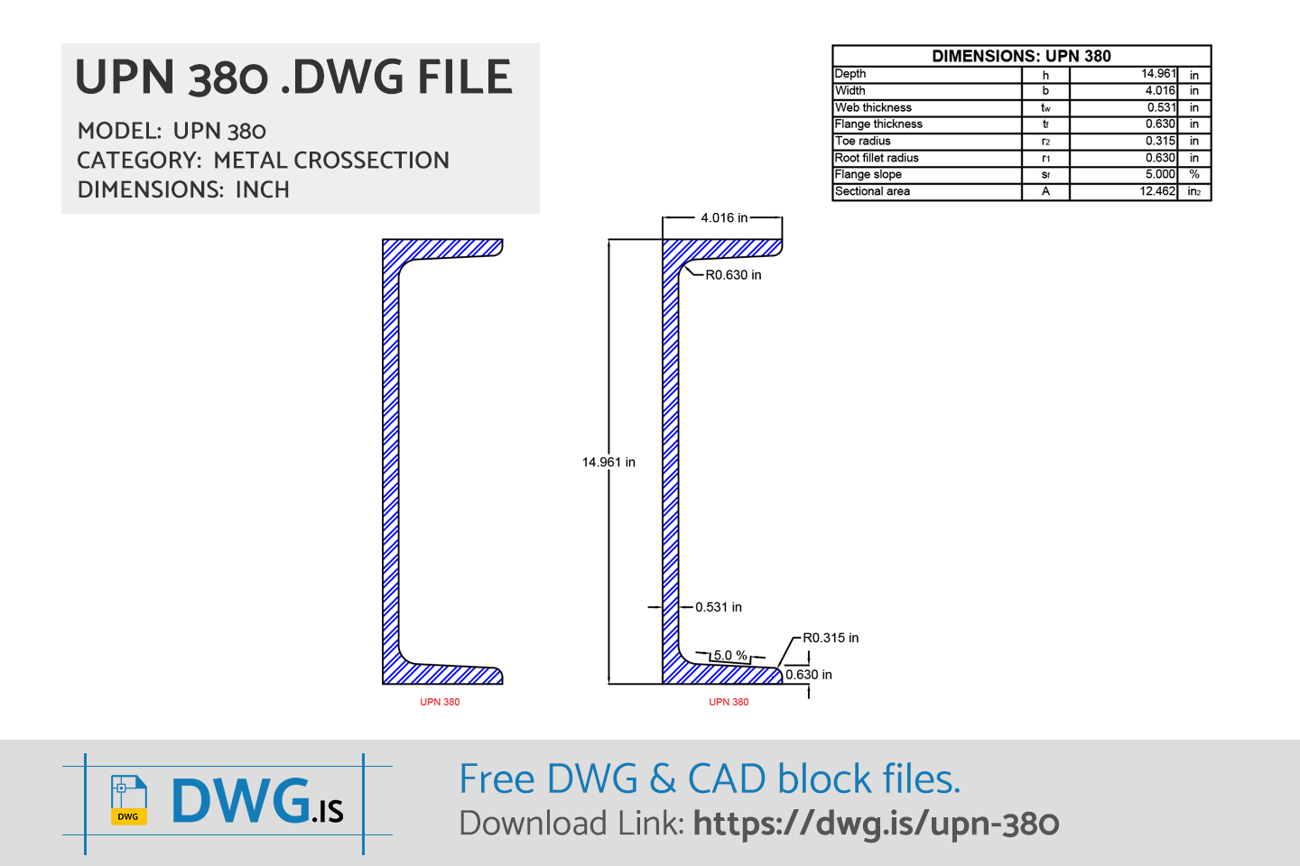 UPN 380 Free CAD block