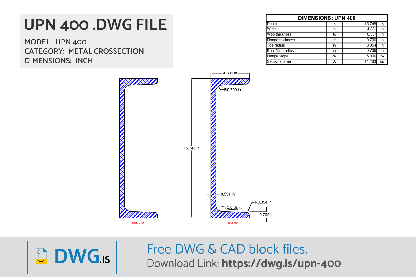 UPN 400 Free CAD block