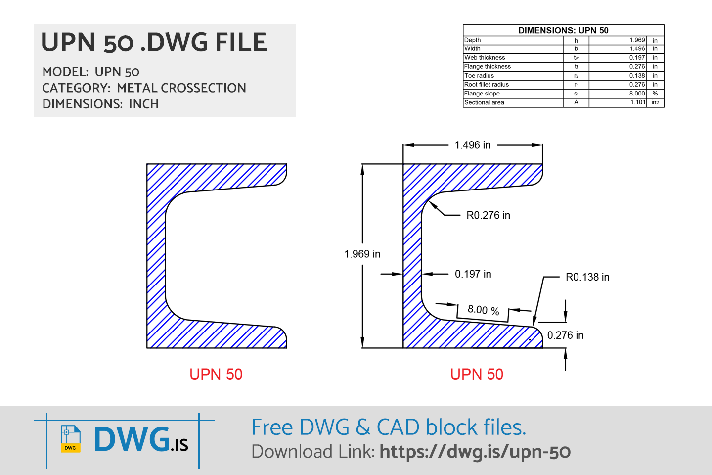 UPN 50 Free CAD block
