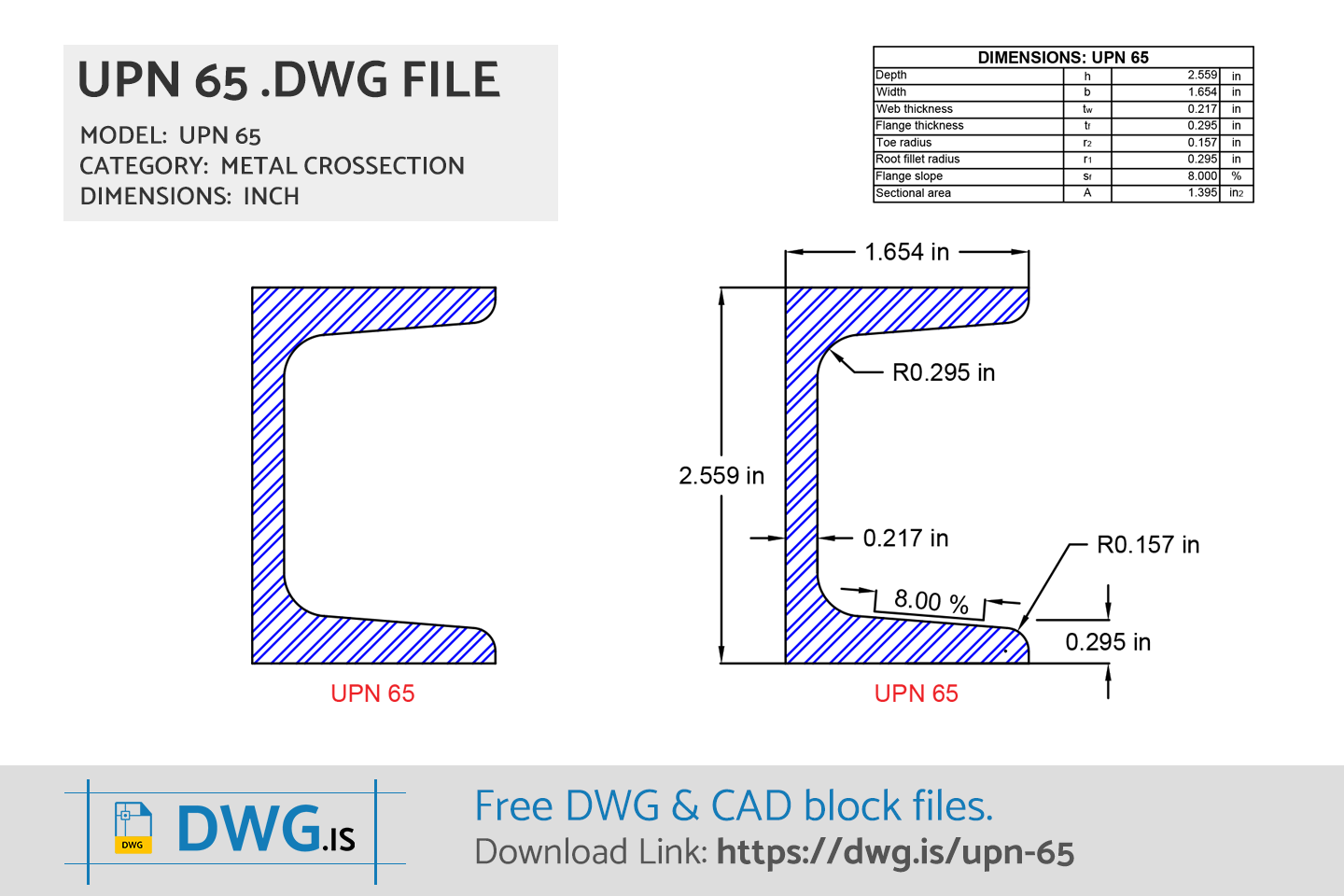 UPN 65 Free CAD block