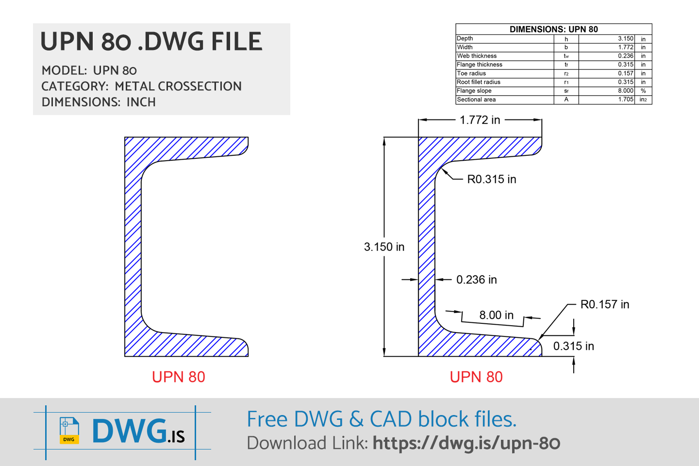 UPN 80 Free CAD block